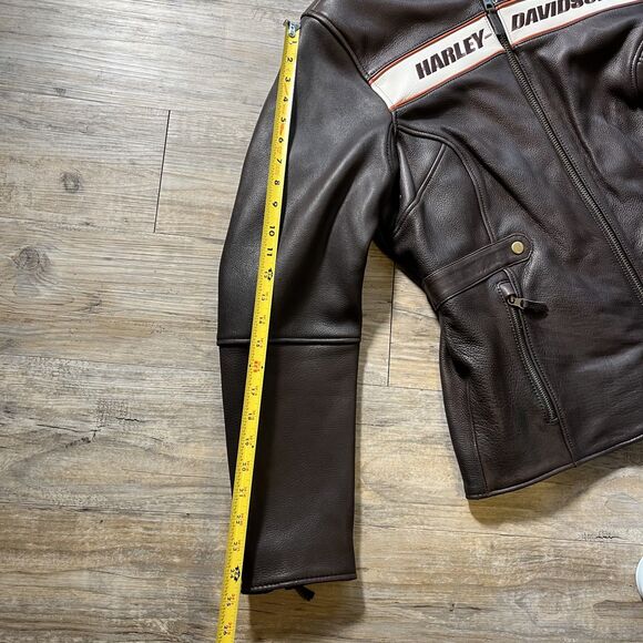 Harley Davidson Leather Jacket Women's XL Victory Lane Heavyweight Brown $600 - Picture 9 of 12